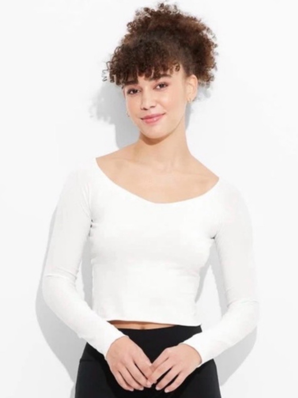 5/$25 Wild Fable Long-Sleeve Scoop Neck Crop Top